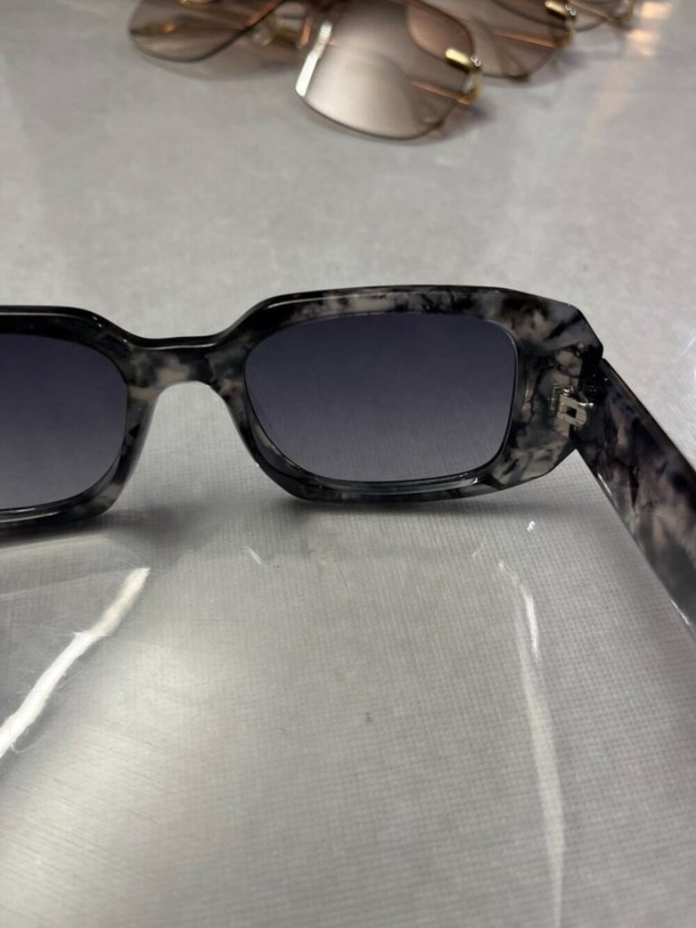AIRE Ascendant Rectangular Sunglasses Marbled Black Gray Smoke Lens - Picture 8 of 12